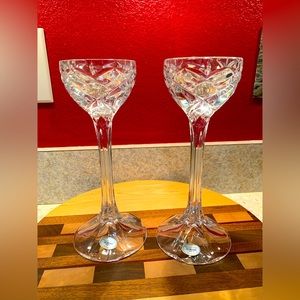 Gorham lead crystal (Set of 2) taper candle holders that stand 8 inches tall.